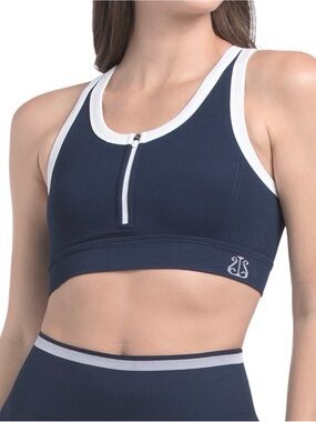 Alala Barre Navy Zip Up Active Bra New